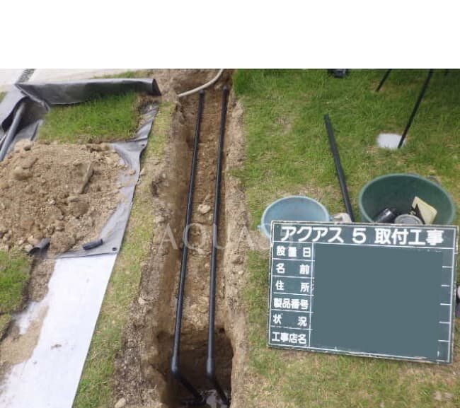 福岡県Yさま邸でセントラル浄水器設置に向けて配管ルートを掘削