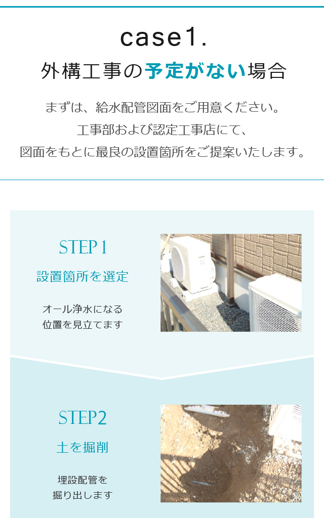 新築中（予定）設置のご案内 - 設置について :セントラル浄水器